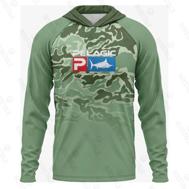 Mens UPF 50 Quick-Dry Fishing Shirt With Hood Lightweight Breathable Long Sleeve Summer Outdoor Angling