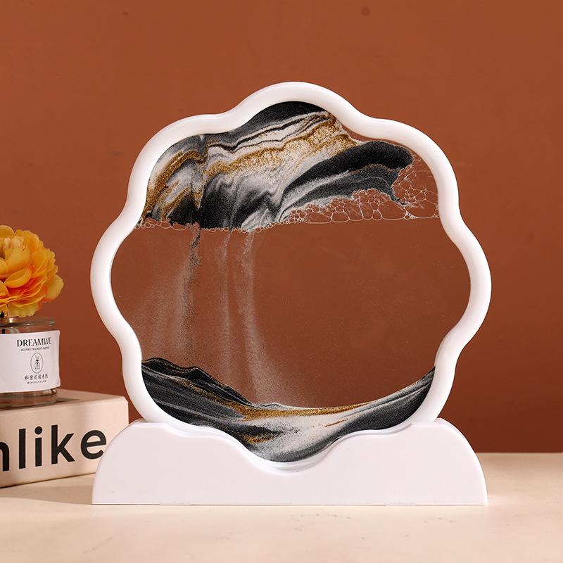 Sandscape Moving Sand Art Picture Quicksand 3D Liquid Hourglass Deep Sea Flowing Sand Painting Frame Office Home Decor Gifts