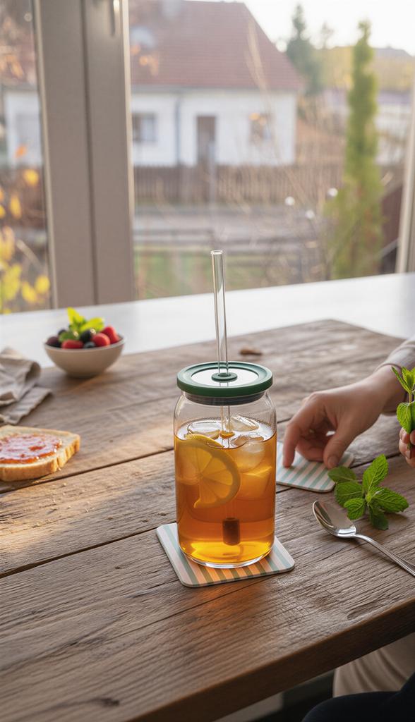 0.5L Eco Bottle Transparent With Lid And Straw For Drinks
