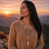Fashion Exquisite Bohemian Jewelry Women's Prayer Yoga 108 Mala Necklace Multicolor Natural Gemstone Arrow Pendant Necklace