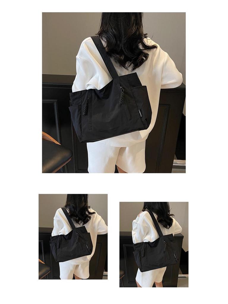 Japanese-Style Waterproof Nylon Minimalist Shoulder Bag for Women - Large Capacity Commuter Tote
