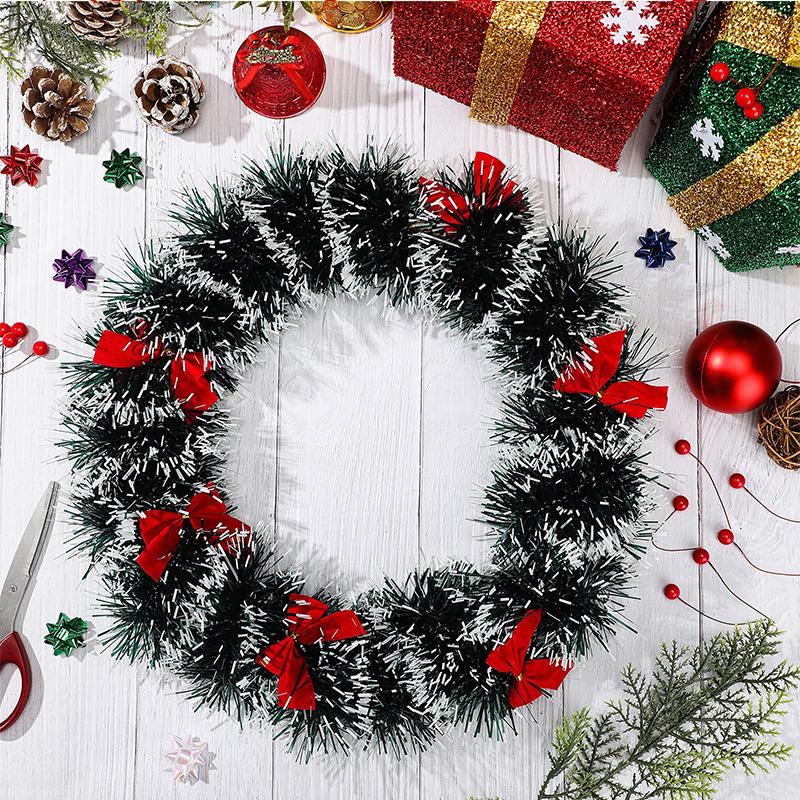 For DIY Wreath Christmas Tree Ornaments New Year Home Table Decor Artificial Christmas Garland Xmas Garlands with Bowknot