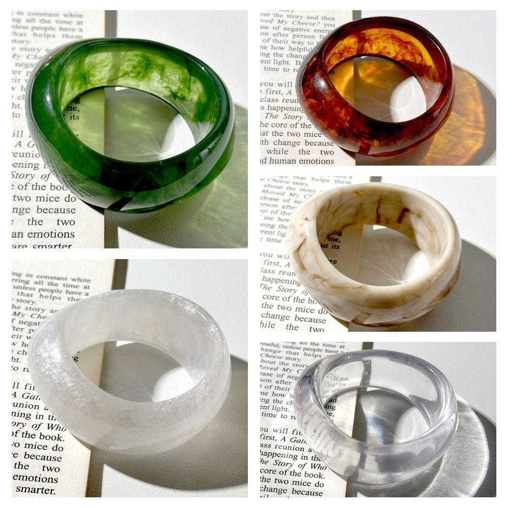 Bohemian Chunky Bracelets Irregular Retro Hand Ring Exaggerated Resin Bangles  Women