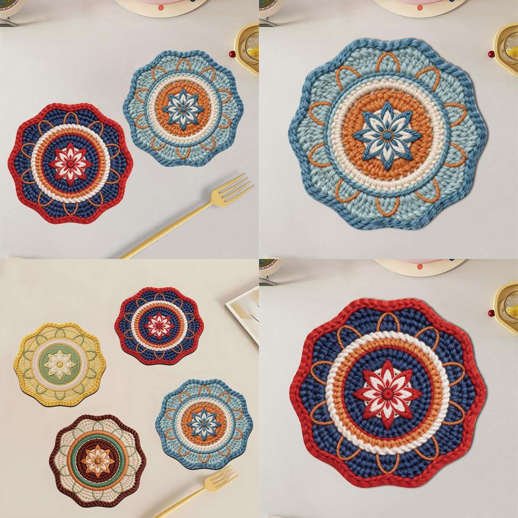 Bohemia Mandala Table Mat With 3d Textured Rubber Heat Resistant Non Slip For Dining Decor