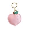 Keychain Pendant Peach-Shaped Card Holder Faux Leather Access Card Case Simulated Fruit Keychain Decorative Valentine Day