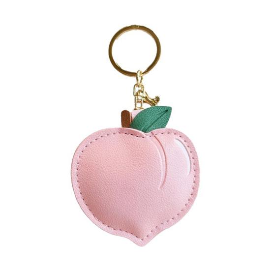 Keychain Pendant Peach-Shaped Card Holder Faux Leather Access Card Case Simulated Fruit Keychain Decorative Valentine Day