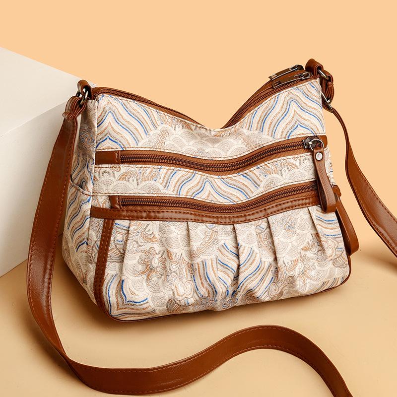 Crossbody bag retro fashion splicing simple shoulder bag