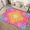 Rainbow Gradient Mandala Pattern Rug with Intricate White Designs Suitable for use as an anti-slip for living room bedroom sofas