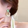 Silver Needle Dangle Earrings: Inlaid Diamond, Floral Pearl, Pleated Hollow Design, Fairy Style