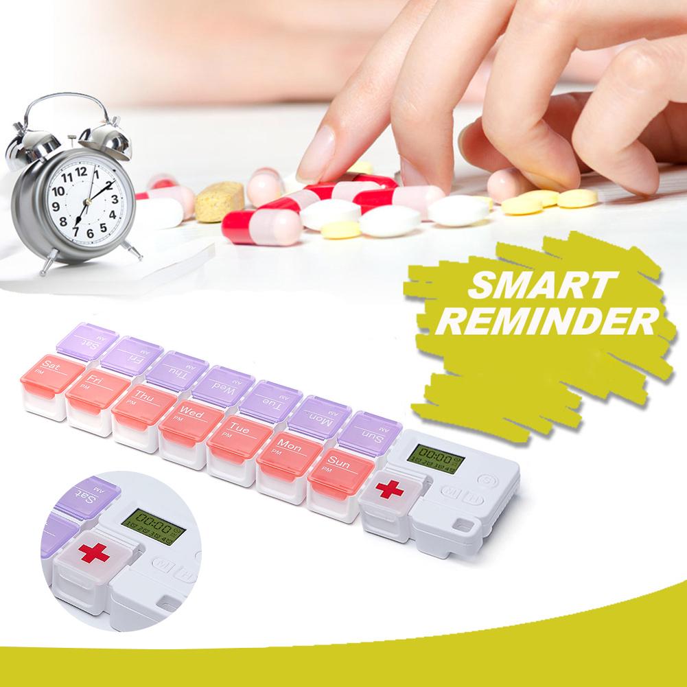 Travel Pill Organizer 2 Times A Day Electronic Pill Dispenser with Timer Reminder Alarm for Pills/Vitamin/Fish Oil/Supplements