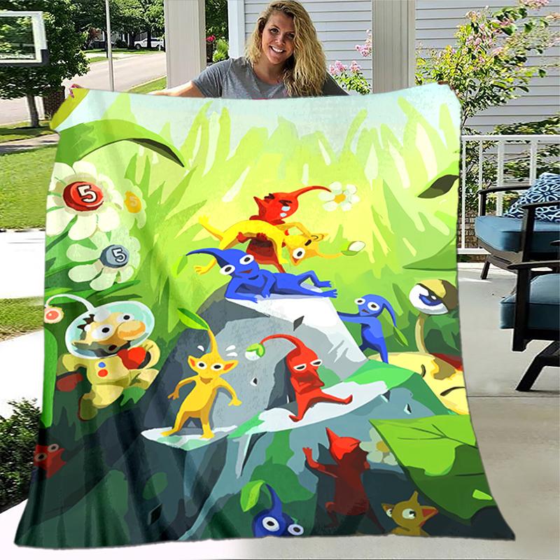 1 manta con diseño de estampado Pikmin, manta ligera para sofá, cama - Suave y cálida, regalo para todas las estaciones como Navidad, Halloween