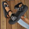 2026 new Summer One line casual buckle Large size Women's Shoes Thick Sole Solid color Outdoor comfortable beach Roman Sandals