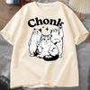 Ladies Casual Short Sleeved Tshirt with Cute Cartoon Cat Chonk Letter Print Fashionable Daily Ladies Tshirt