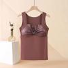 Autumn Winter New Lace Bra Women's Tank Top Integrated Heat-Resisting Plush Thickened and Traceless Warm Underwear Sleeveless