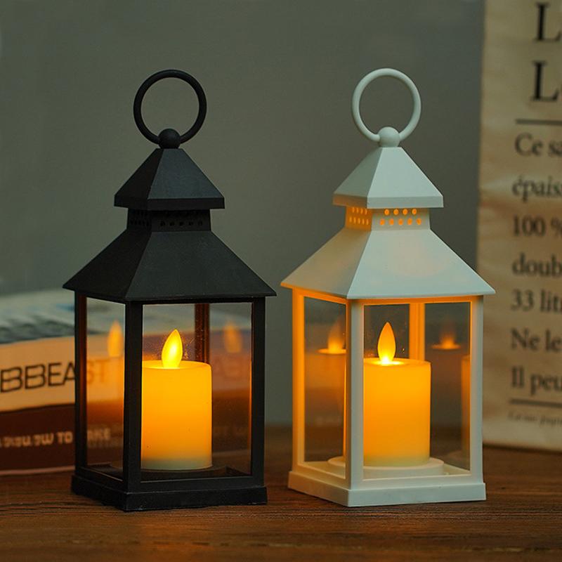 Vintage Lantern Decorative LED Flickering Flameless Candle with Timer, Battery Powered LED Decorative Hanging Lanterns for Indoor Outdoor Garden Yard