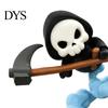Cute Grim Reaper Figure 3D Printed Figurine with Cloud Base, Environmental Friendly Ornament Skeleton Scythe Statue, Halloween Decorative Collectible