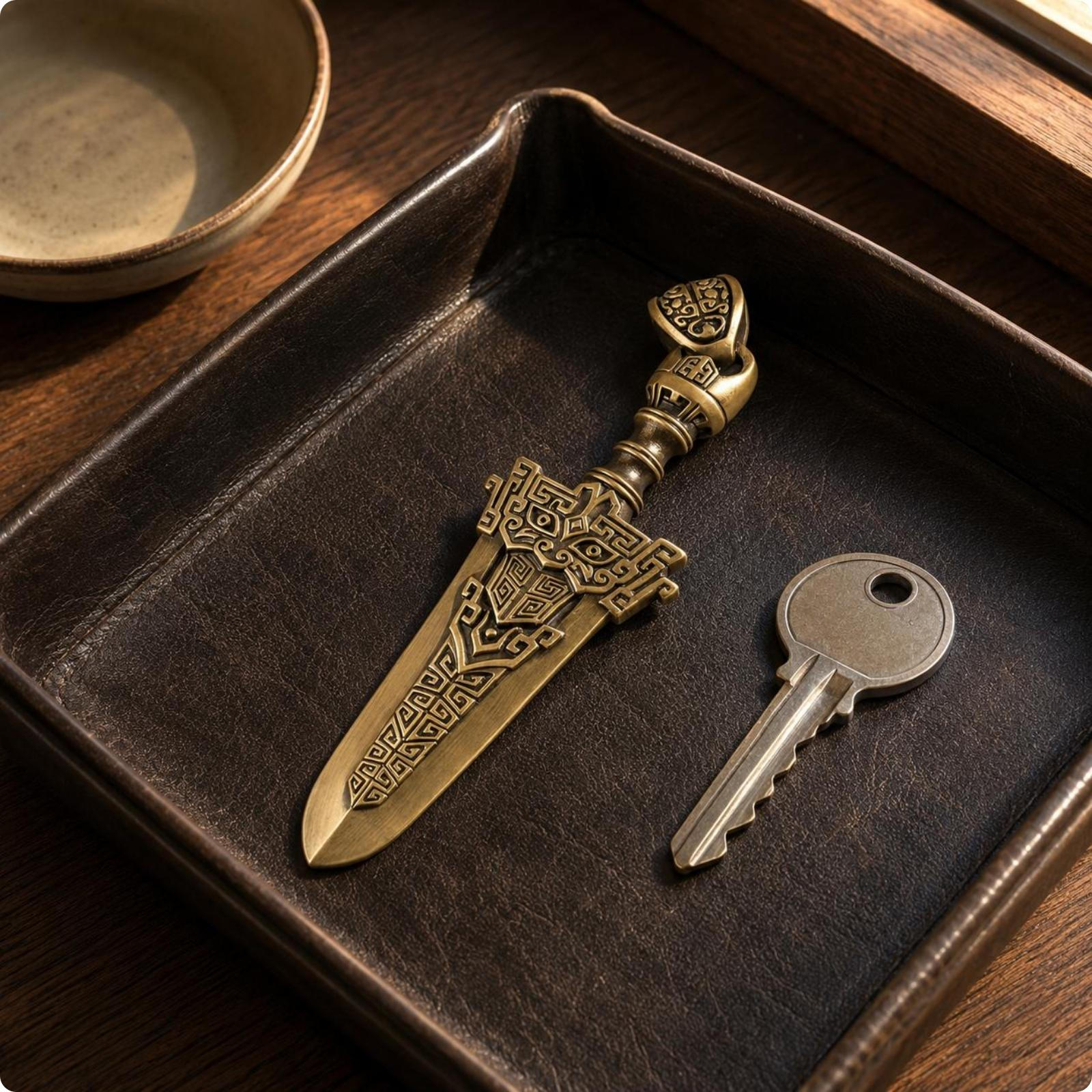 Pendant Geometric Engraving Engraved Pattern Accessory Brass Swordclasp