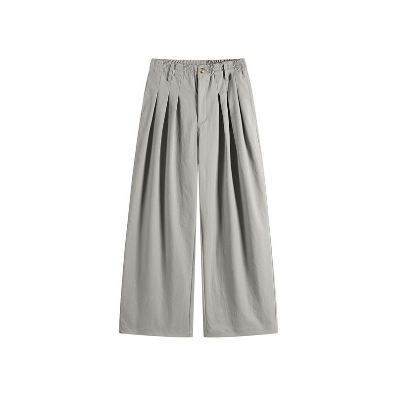 Solid Color Pleated Casual Pants Overalls New Spring and Autumn Men's and Women's Khaki Loose Long Pants Simple and Versatile