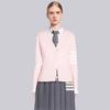 TB Pink Cardigan Jacket, Women's College Style, TB Knitted Sweater Cardigan, Versatile for Early Autumn and Winter, Age Reducing New Style