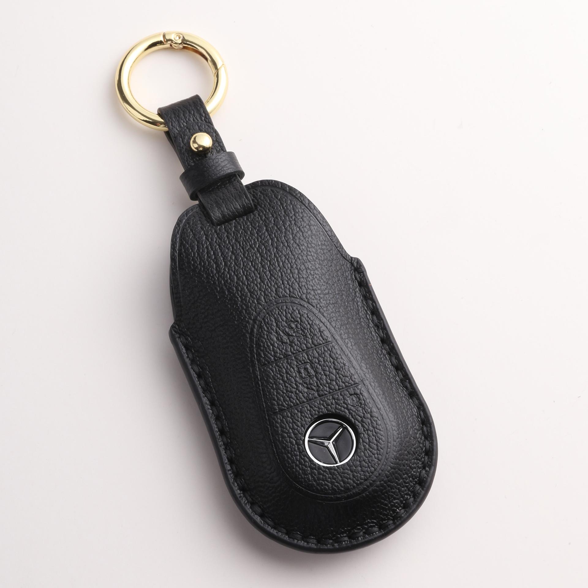

Customized for Mercedes-Benz c260l key cover leather e300l car GLE350 buckle S450L bag handmade high-end чёрный