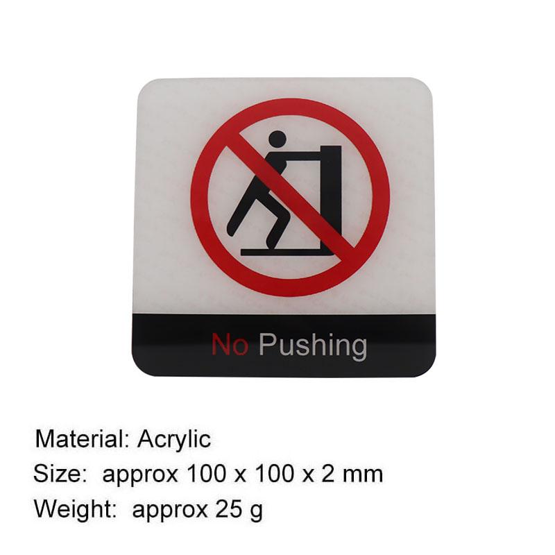 

Acrylic Creative Signage No Pushing Sign Wall Label Sticker Warning Badge for Glass Doors Fire Exit Doors Museums Exhibition Halls Laboratories black