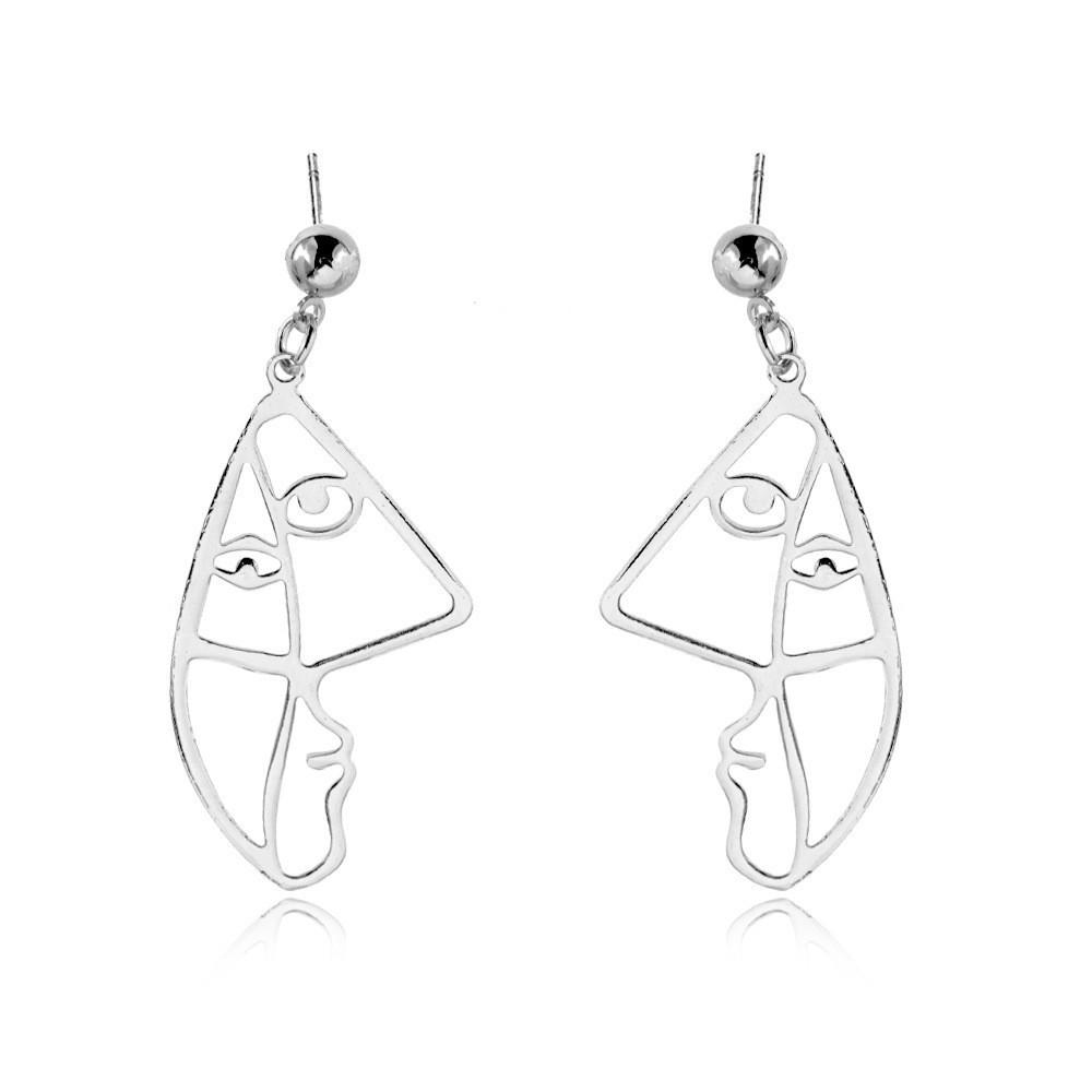 Alloy Face Elegant Earrings For Women Modern Cartoon Expression Design Jewelry