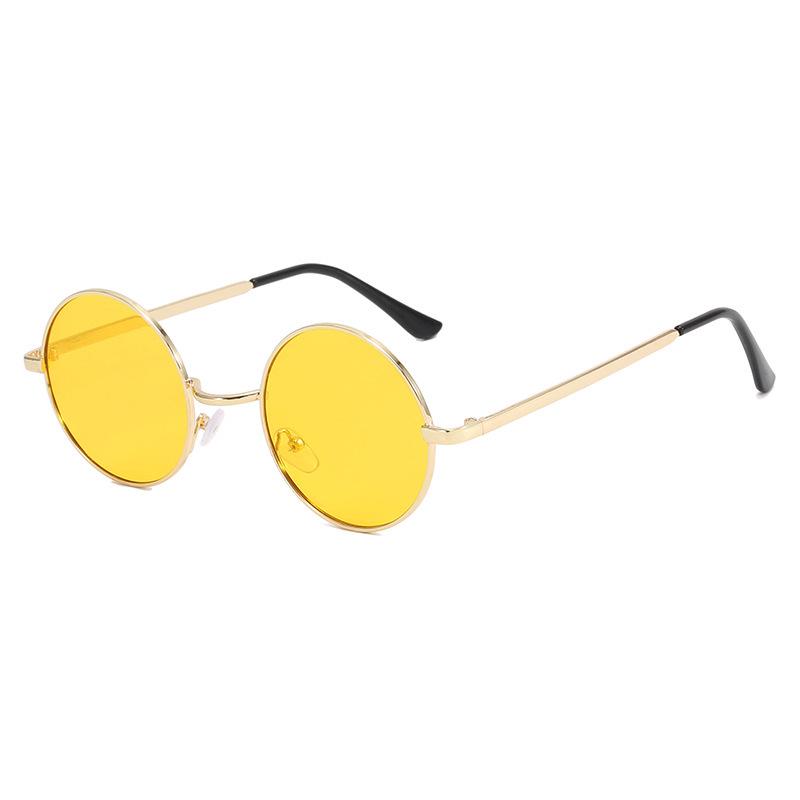 Unisex Round Metal Frame Colored Sunglasses - Trendy Ocean-Inspired Shades
