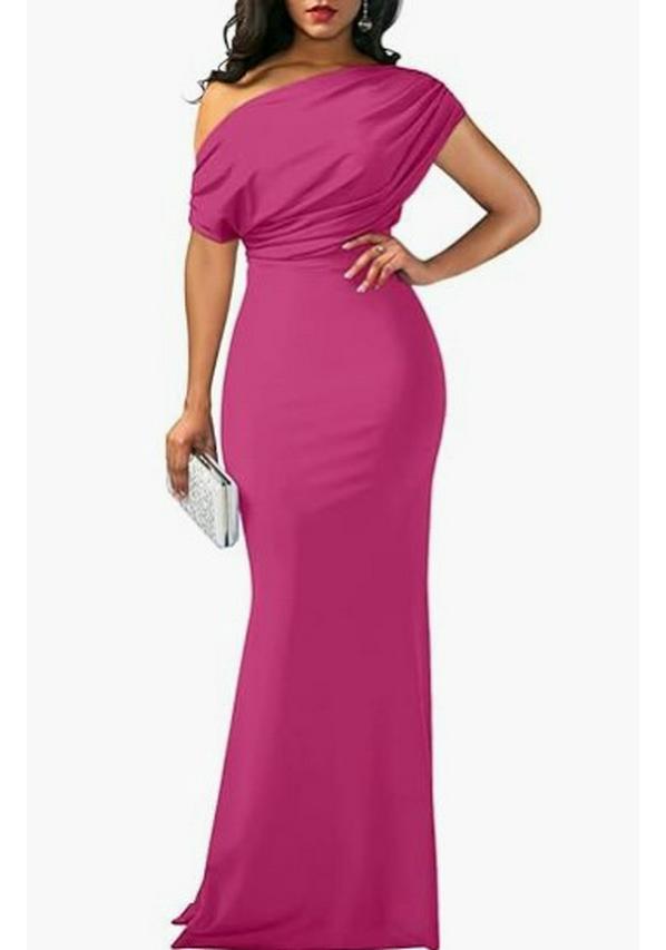 Abito Formale Donna Primavera 2024 Monospalla Senza Maniche Bodycon