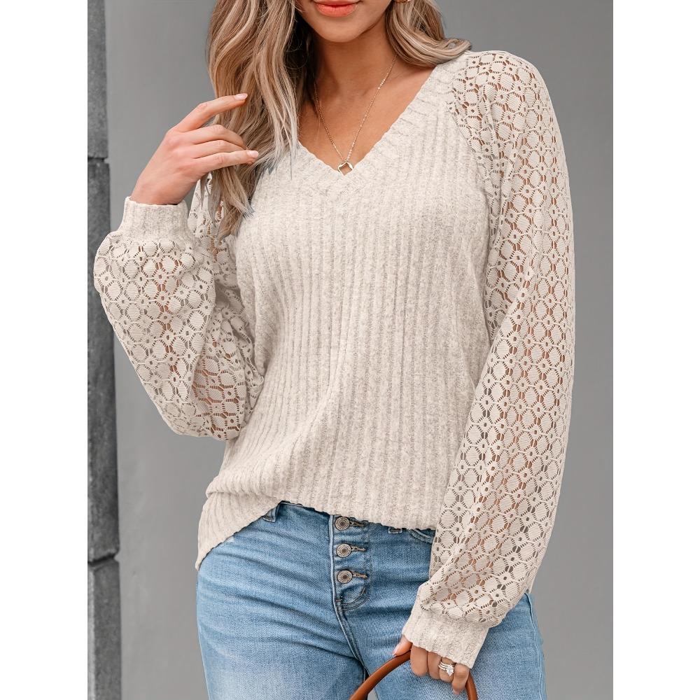 Elegant Blouse Women's V-Neck Long Sleeve Shirt Everyday Tops Casual Pullover