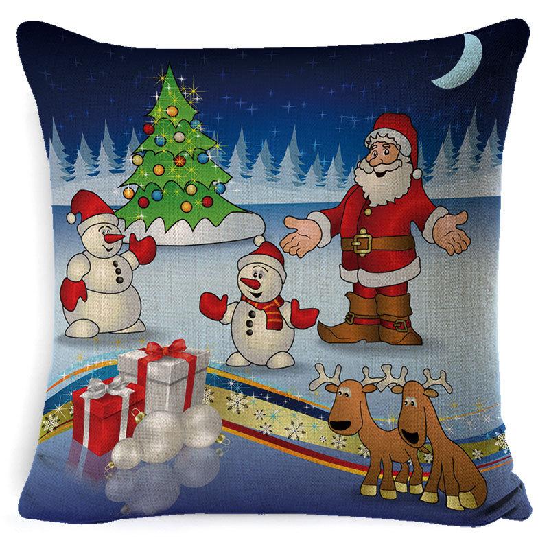 Printed Linen Pillow Cover Decoration Home Cartoon Animal Sofa Cushion Cover Cartoon Animal Print