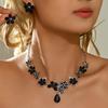 Exquisite Flower Pendant Necklace Genteel Temperament Women Jewelry Set  Dating