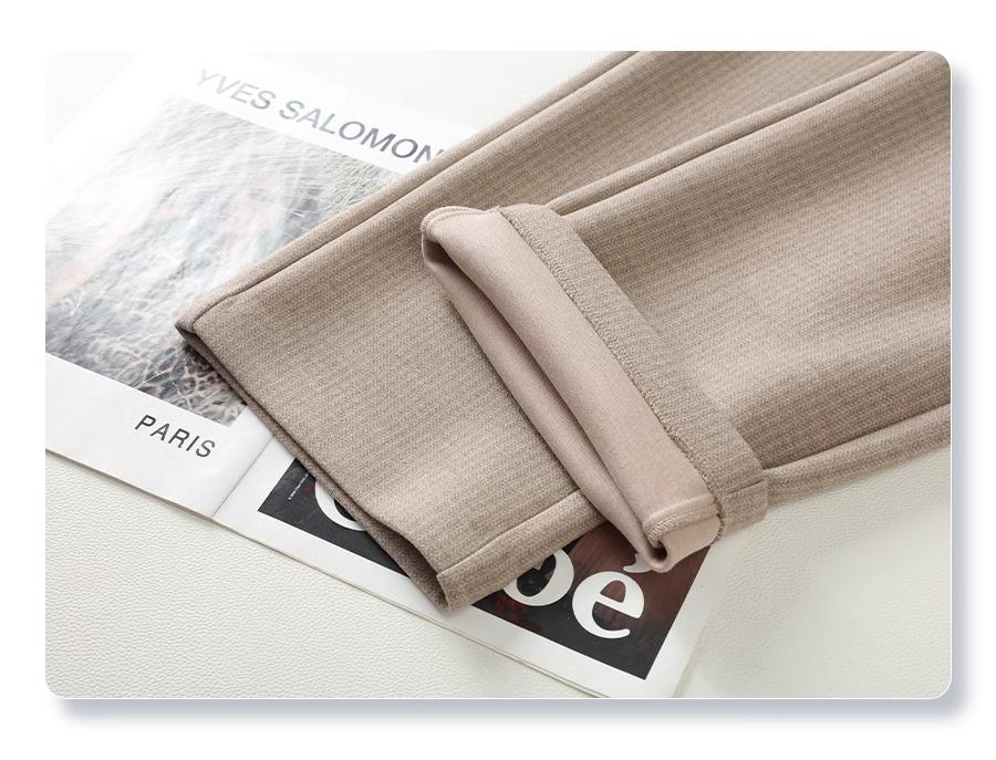 Women's 2024 Merino Wool Wide-Leg Pants - Nine-Point, Straight-Leg, Coffee Color