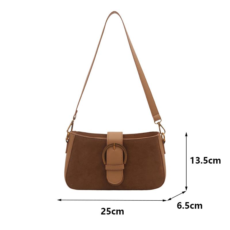 Høst og Vinter Dame Lett Ensfarget Liten Skulderveske Chic PU Lær Gullfarget Maskinvare Firkantet Underarmsveske