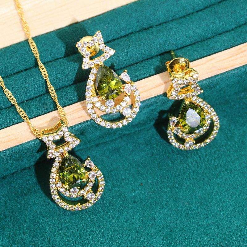 Jewelry Crystal Jewelry High Grade Zircon Bracelet Necklace Earrings Female Jewelry Set