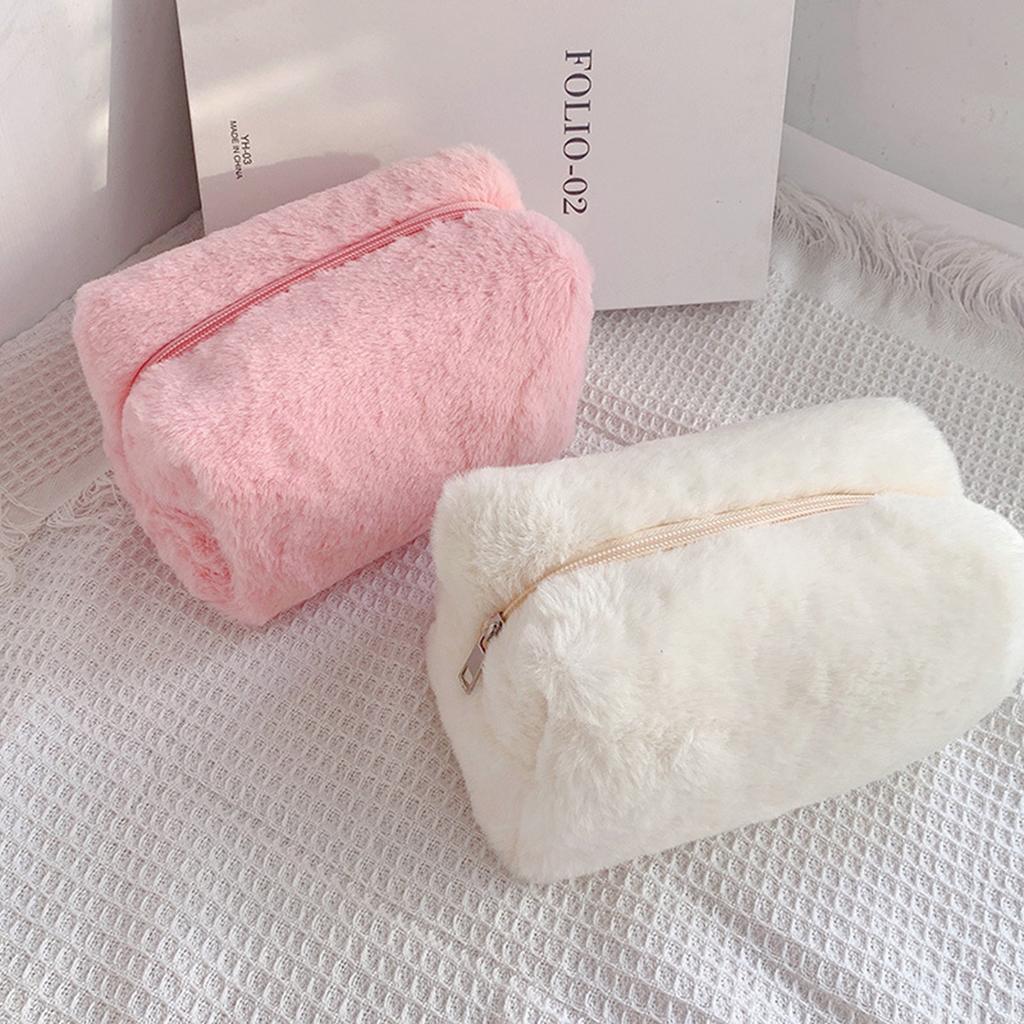 Plush Makeup Bag Lovely Soft Plush Fluffy Makeup Bag Fluffy Makeup Bag Portable Cosmetics Bag for Gi