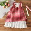 Girls Summer Sleeveless Plaid Dress Fashionable Fake Two Piece Princess Vest Dress For Kids