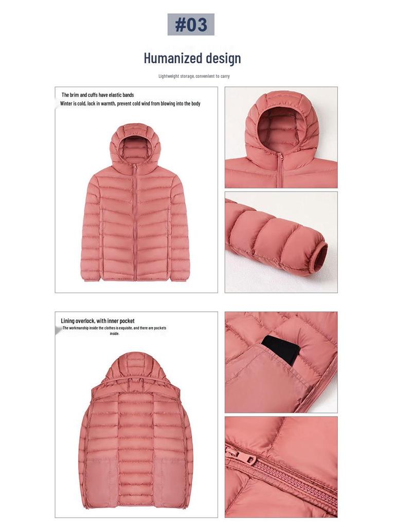 Women's Lightweight Short Down Jacket, Autumn/Winter 2025: Hooded, Slimming, 90% White Duck Down, Casual Outerwear Trend.