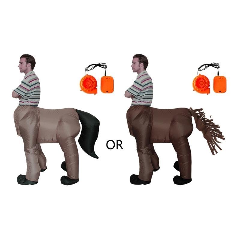 

KX4B Halloween Costume for Adult Men Centaurus Inflatable Horse Body Human Face Cospl