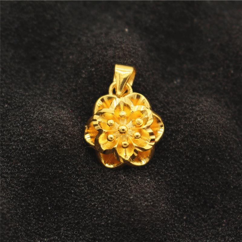 Halskette mit Wassertropfen- und Herzblumenanhänger aus vergoldetem Messing für Damen