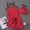 Parent-Child Matching Cotton Pajamas Set - Women's Tank Top & Shorts with Children's 7-Piece Homewear.