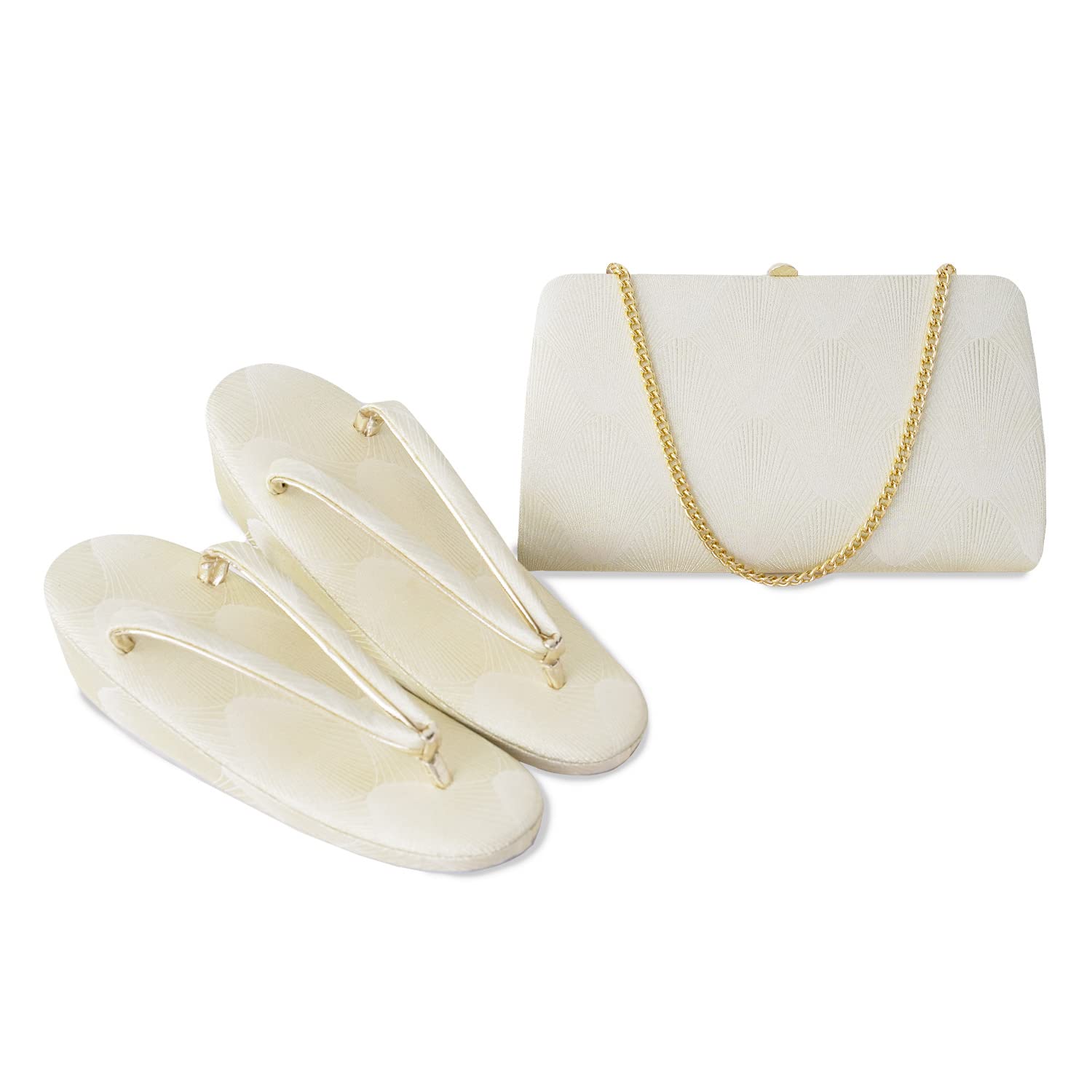 

Сандалии и сумка из оби, формальный клатч Saga, ламинированные дзори, японский и западный [Amemari] набор, Япония, ткань, носить, Нисики, сумка, Томесодэ, Хомонги, золотой