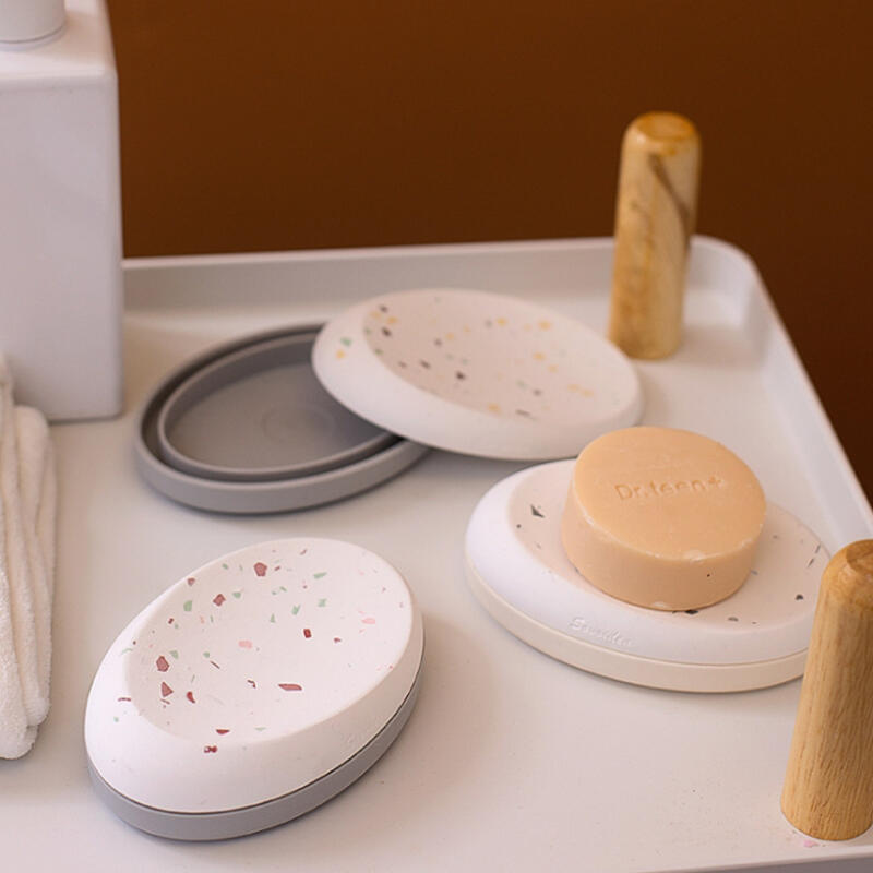 Terrazzo Diatomaceous Earth Bathroom Draining Soap Dish Tray