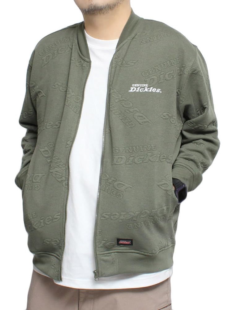 

Blouson Large Size Thin Bulge Jacquard Sweat Jacket 3L Khaki [Genuine Dickies] MA-1 Men s (46) хакі