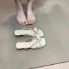 Summer new cool slippers women's bow rhinestone strap thick heel versatile sweet gentle square head one-word drag