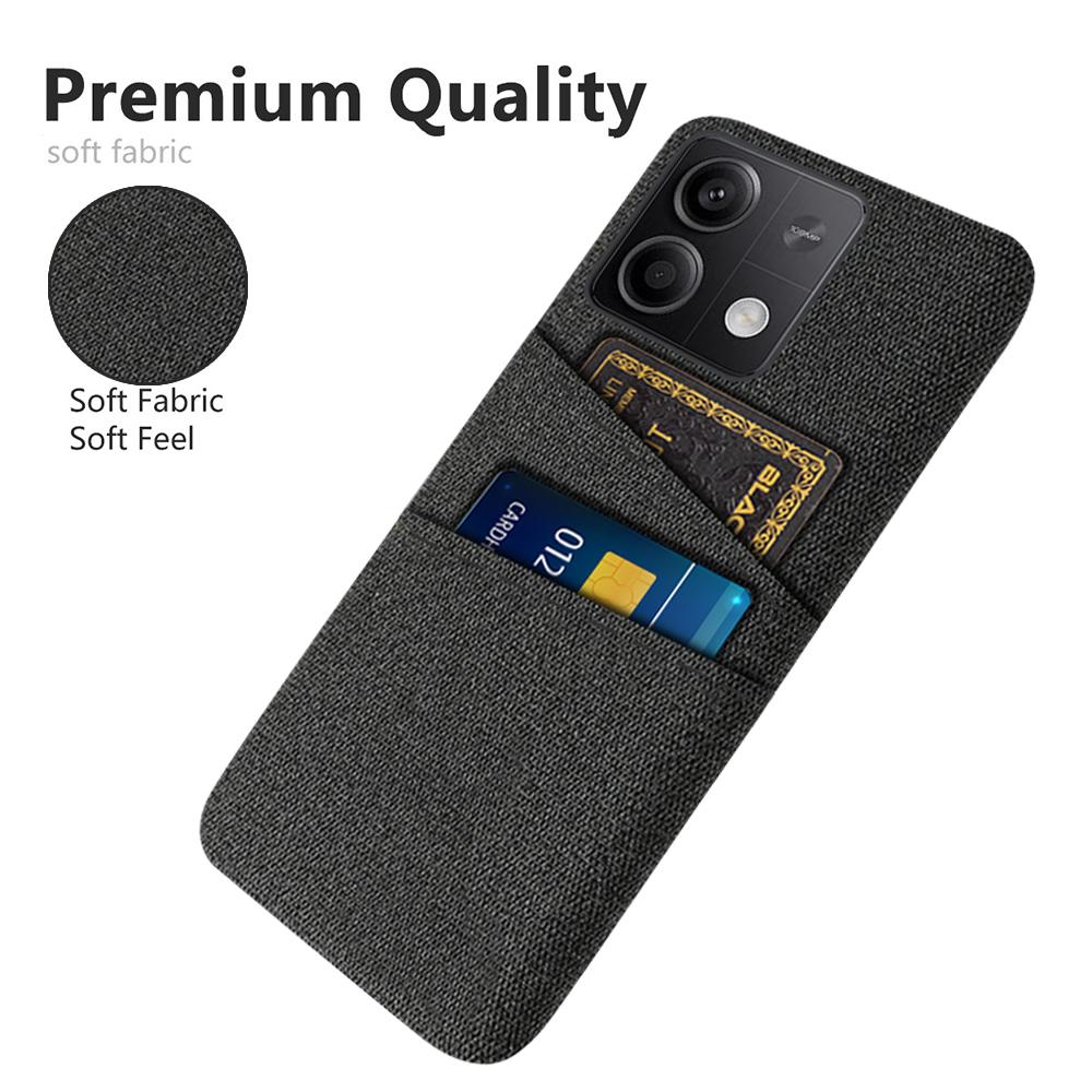 Hard PC+Cloth Phone Cover for Xiaomi Redmi Note 13 5G Case Dual Card Slot Protective Phone Case