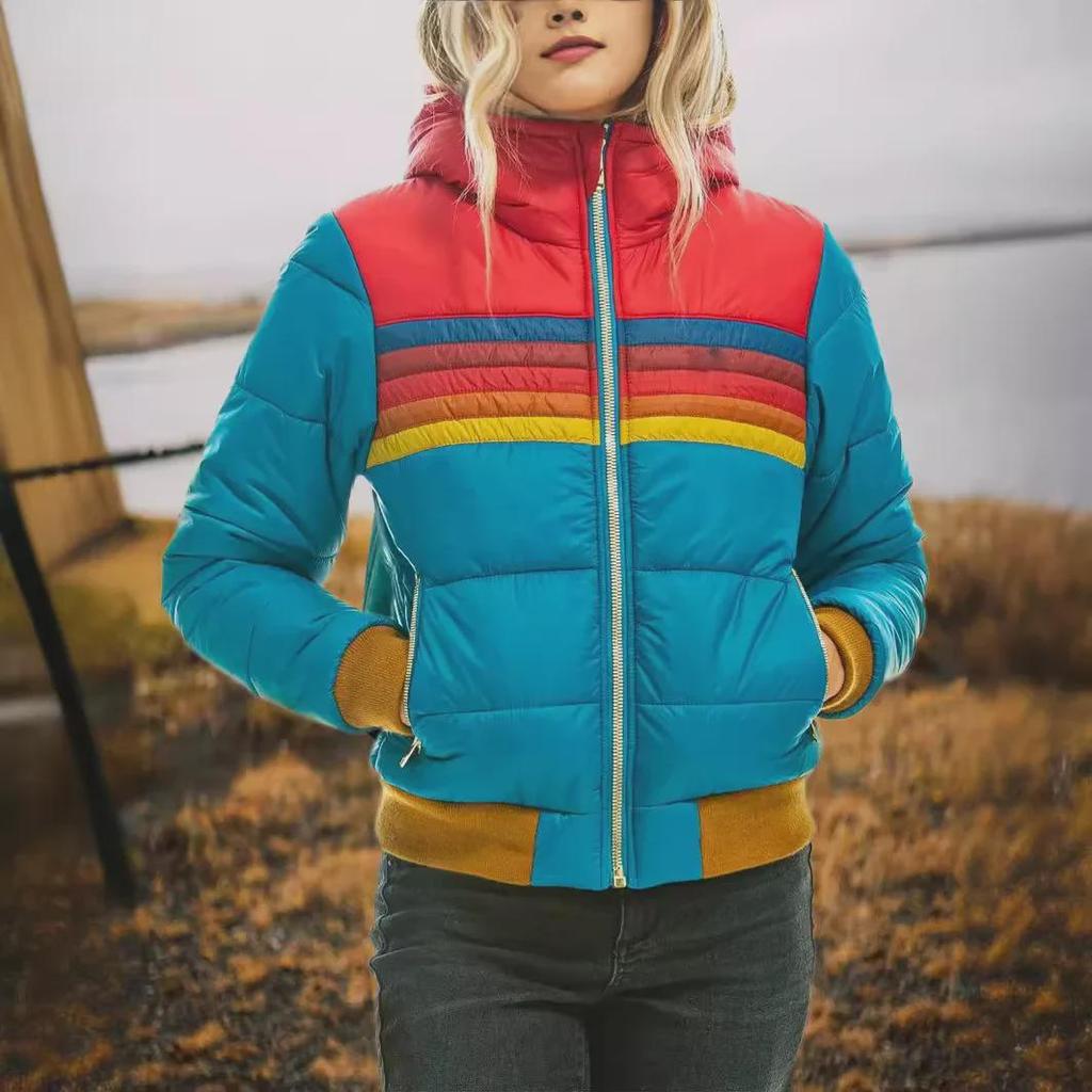 2020 Women's Casual Hooded Printed Short Cotton Jacket