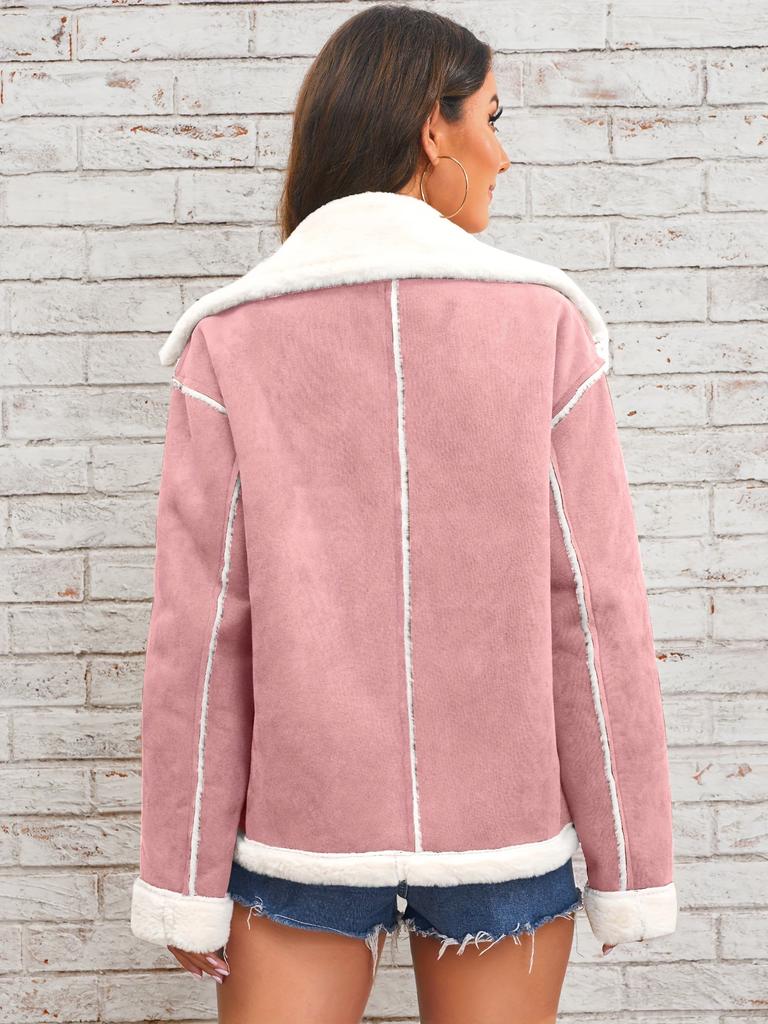 Fashion Lapel Plush Jacket Winter Warm Casual Jacket