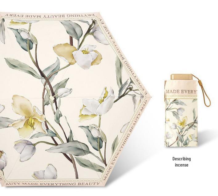 Zhi Retro Cherry Six-Fold Dual-Use Sunscreen Umbrella