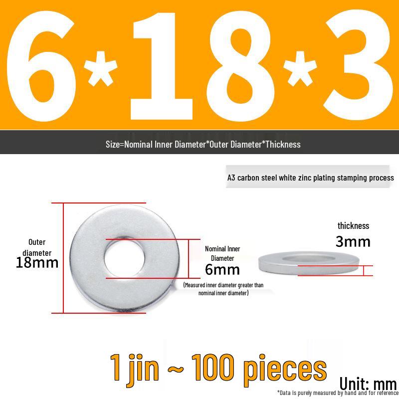 Extra Large Galvanized Metal Flat Washer - Thickened Round Screw Washer M6-M16