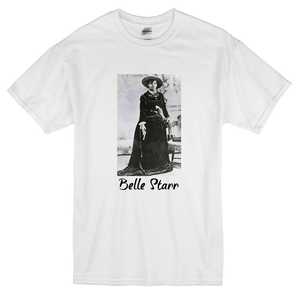 BELLE STARR WESTERN OUTLAW JESSE JAMES GANG RETRO WHITE T-shirt